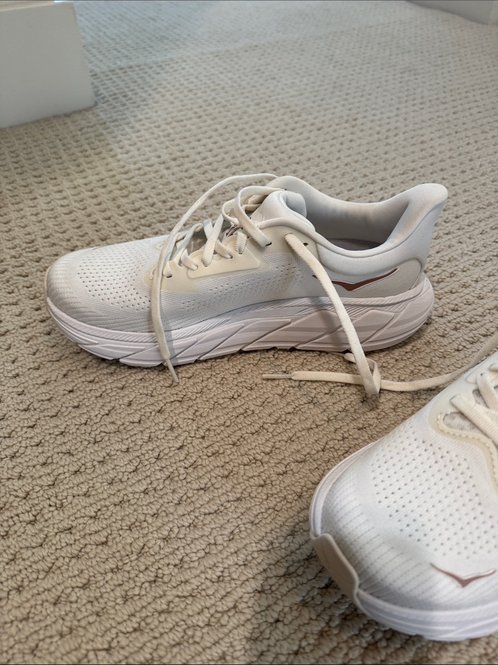 Hoka White Athletic Sneakers with Copper Logo Accent - Picture 7 of 10